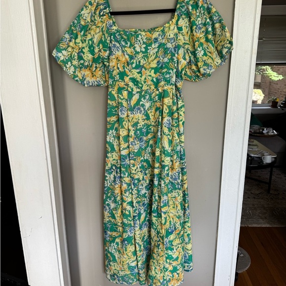 MELLODAY Floral Puff Sleeve MIDI dress - Picture 2 of 8